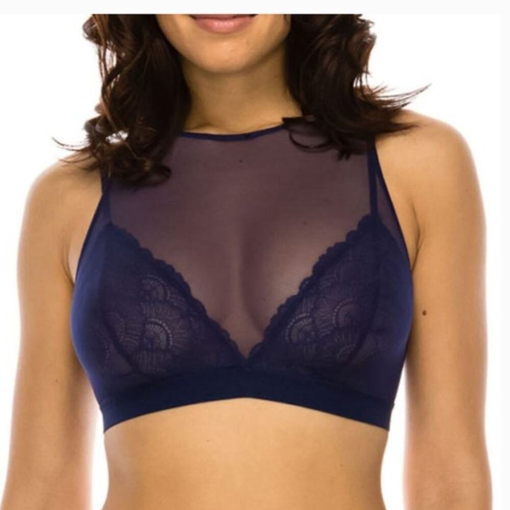 NWT Very Sexy Youmita Floral Lace BLue Mesh Overlay Bralette Fits S/M